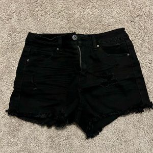 Black denim shorts